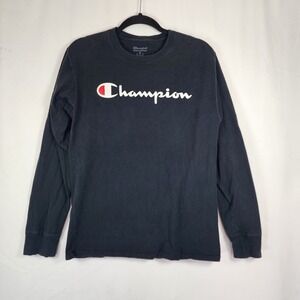 CHAMPION Authentic Athleticwear Men's Black Script Logo Crewneck Shirt SZ M